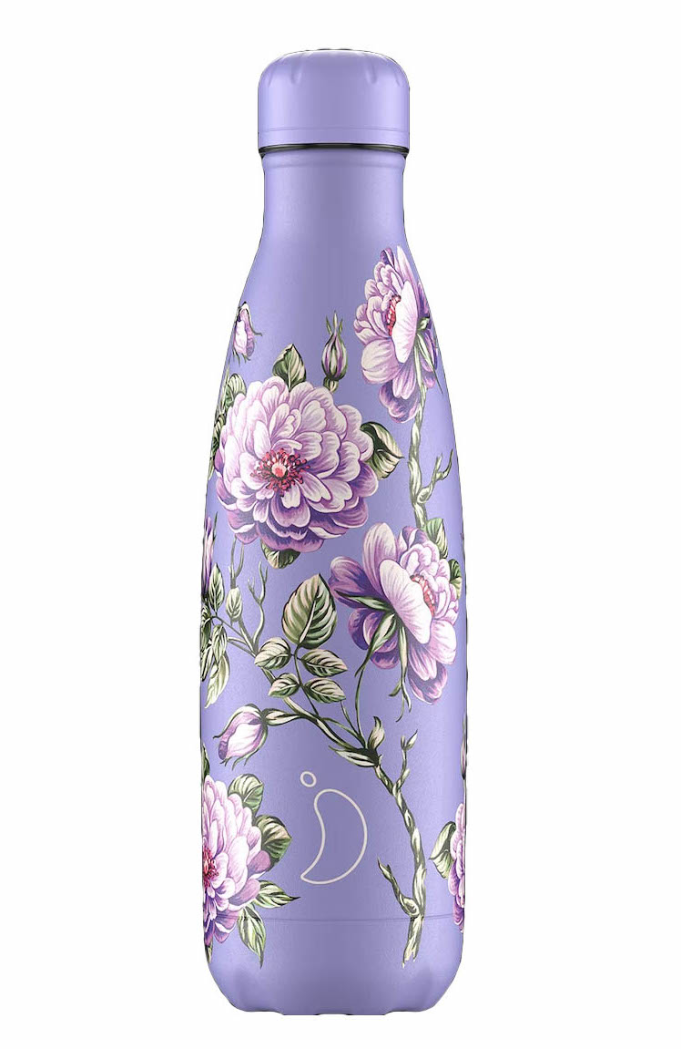 Chillys Edelstahl Thermos Flasche - Floral Violet Roses - Flieder Blumen 500 ml