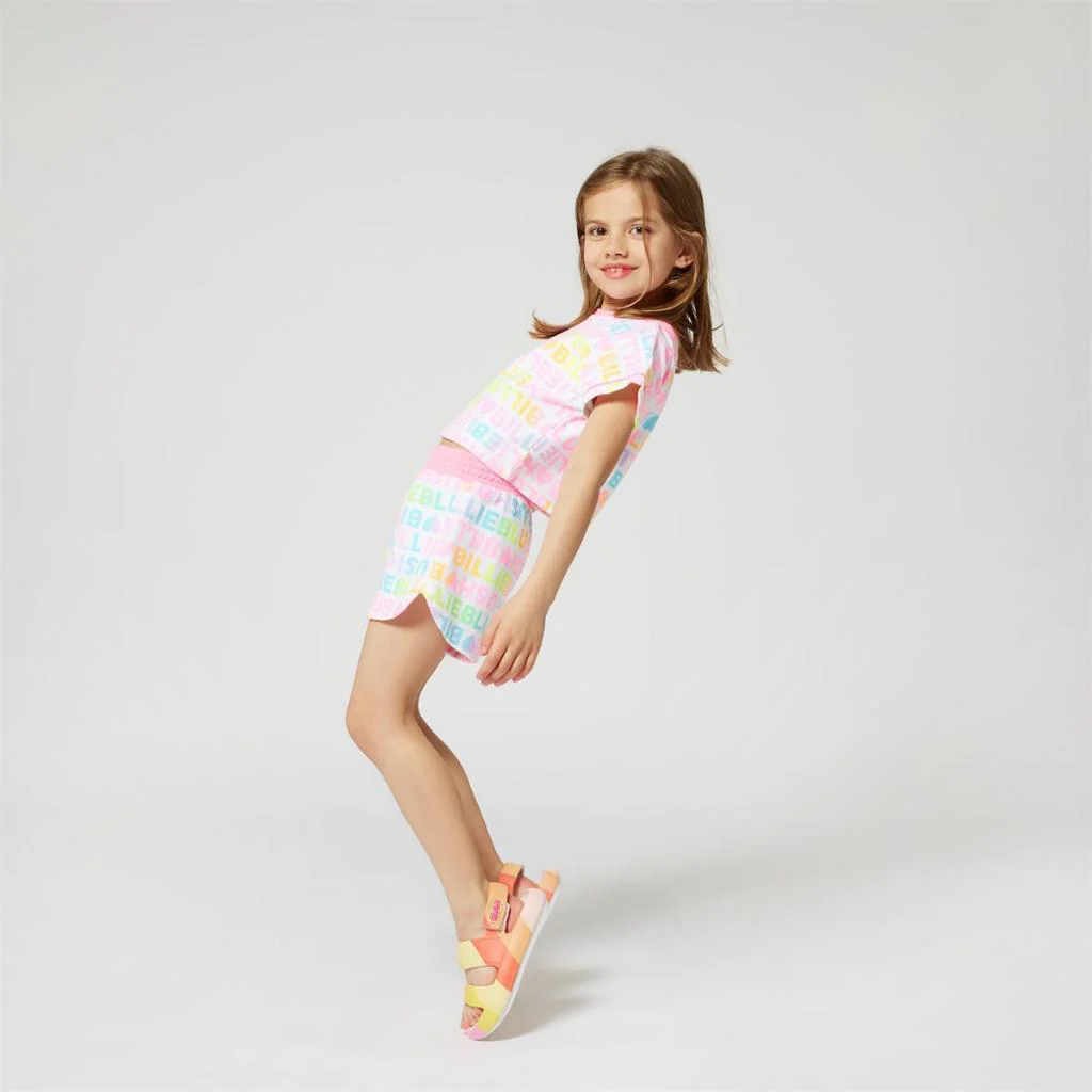 Billieblush Frottee Short mit Neon Regenbogen Logo Schrift Billieblush Frottee Short mit Neon Regenbogen Logo Schrift