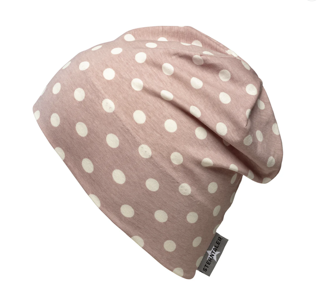 Sterntaler Slouch-Beanie aus Jersey in Altrosa mit Punkten Sterntaler Slouch-Beanie aus Jersey in Altrosa mit Punkten
