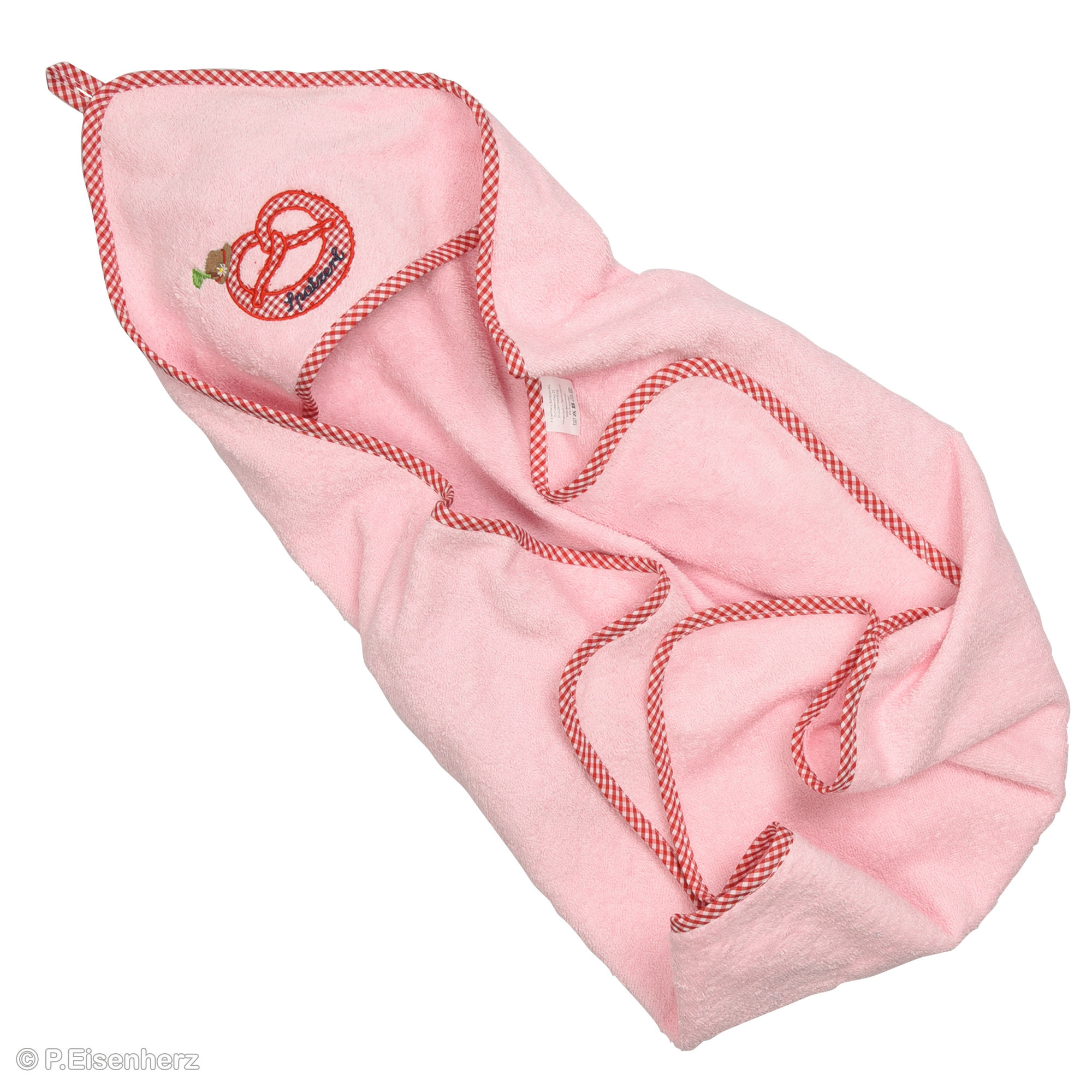 P.Eisenherz Kapuzenhandtuch "Brezel" mit Tirolerhut rosa