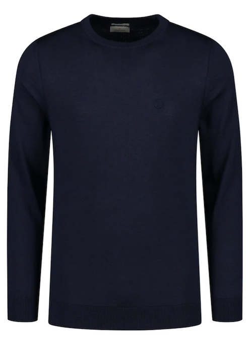 Bildschirmfoto-2022-10-11-um-08-23-12 Dstrezzed Merinowolle Rundhals Strickpullover in Dunkelblau Navy