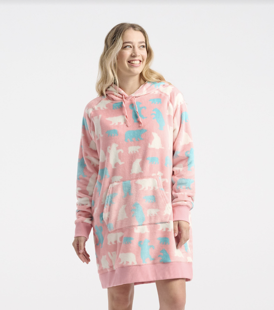 Little Blue House Oversized Fleece Hoodie Tunika Rosa Eisbären - SALE Little Blue House Oversized Fleece Hoodie Tunika Rosa Eisbären - SALE