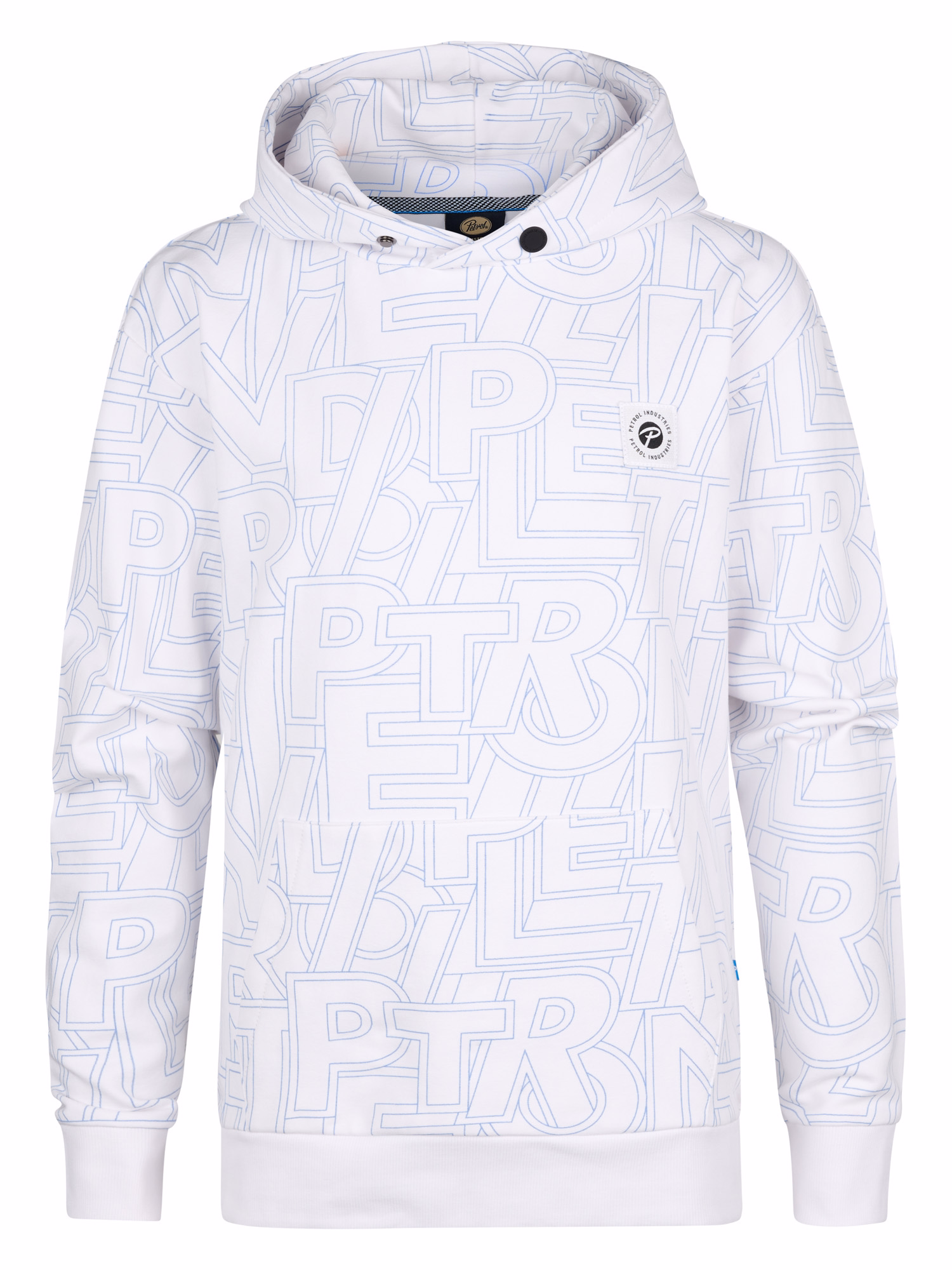 Petrol Industries Jungs Hoodie Sweatshirt in Bright White Weiß mit Allover Print in Blau - SALE