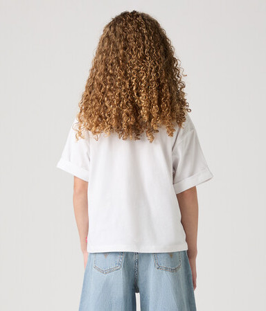 Levi's Mädchen Cropped T-shirt in Weiß mit Lochmuster Tasche - SALE Levi's Mädchen Cropped T-shirt in Weiß mit Lochmuster Tasche - SALE