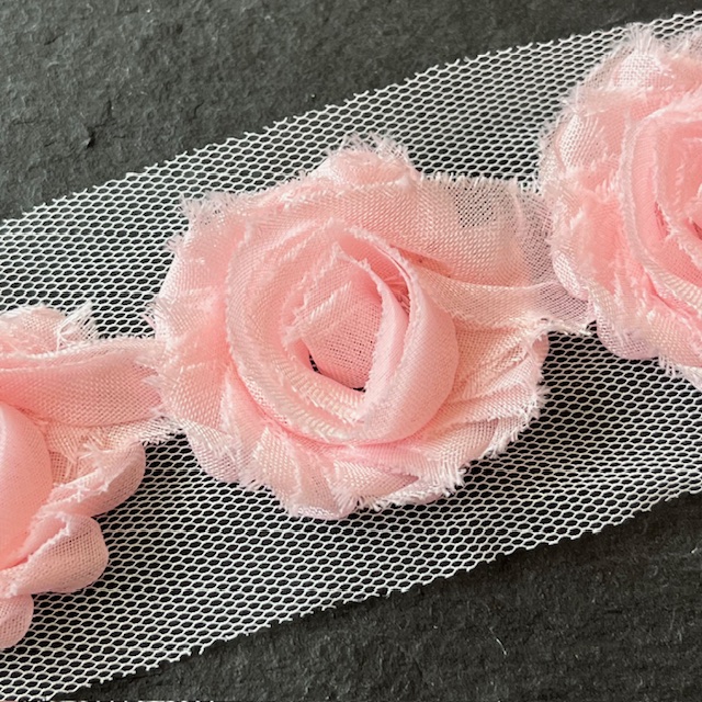 Wowzers Petit Shabby Chic Stoffblume - Zartrosa - 3 Blumen 