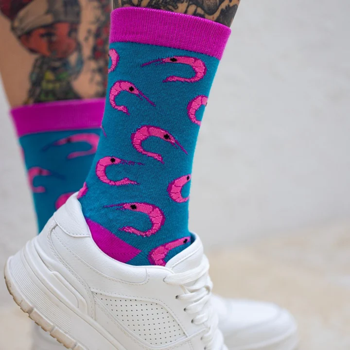 Swole Panda Bambus Herren Socken in Türkis & Pink - Shrimp