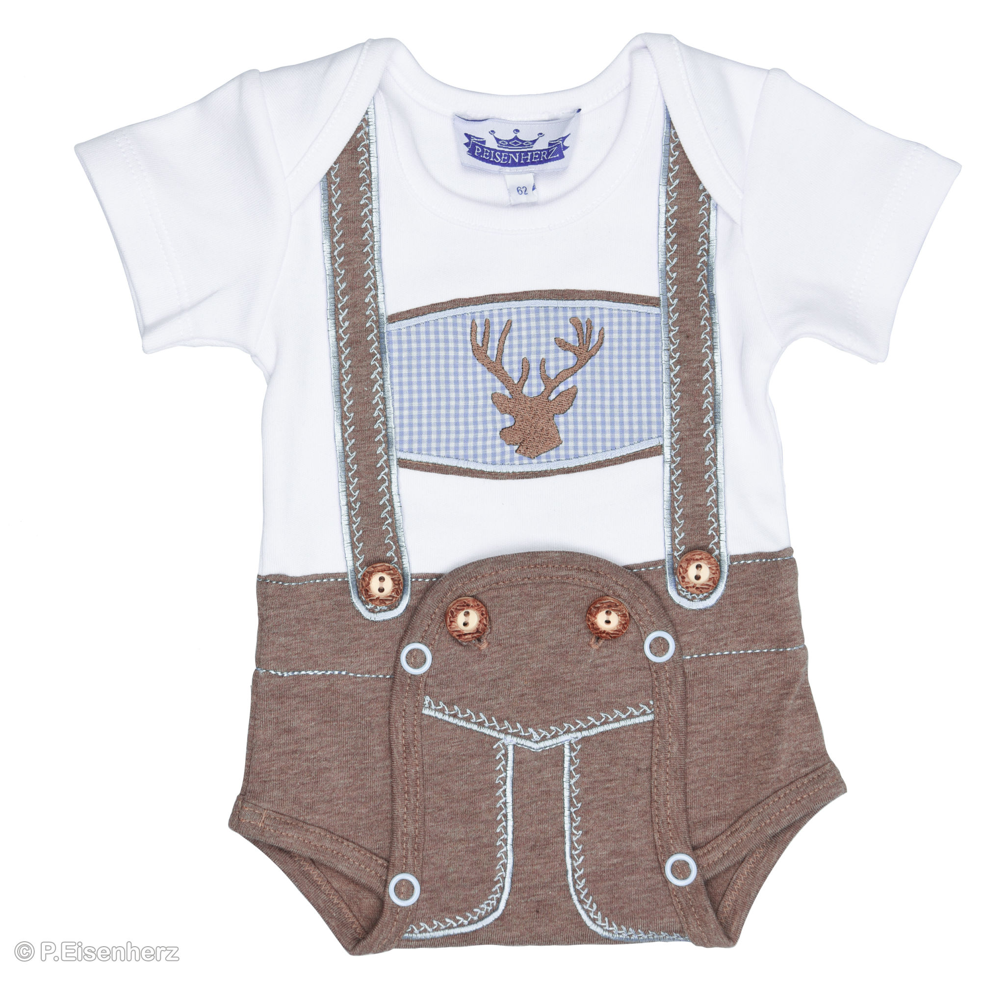 body-mit-kurzem-arm-lederhose-hosentraeger-hirsch_6 P.Eisenherz Kurzarm Body "Lederhose" Hosenträger & Hirsch