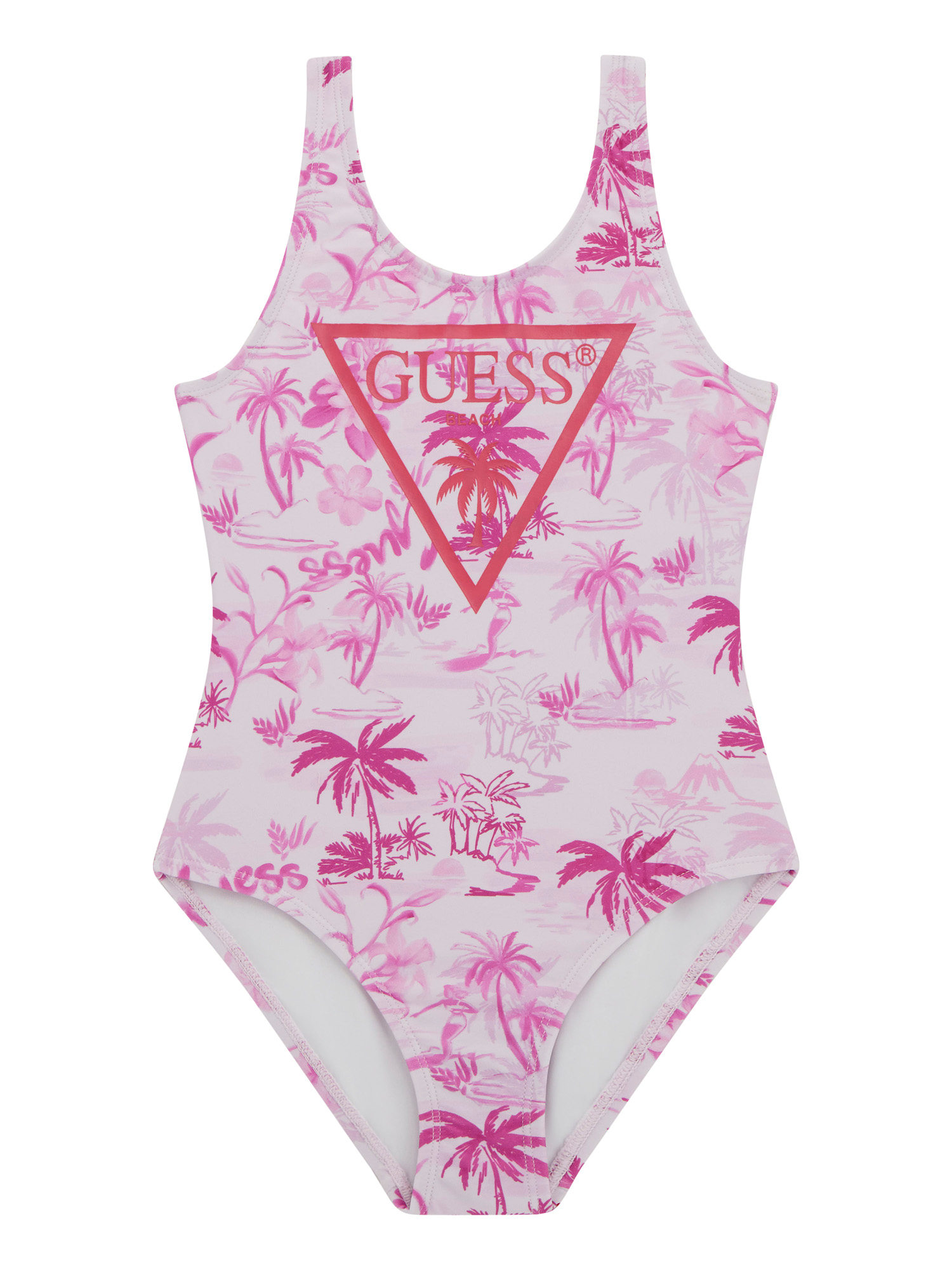 Guess Badeanzug in Pink mit Allover Palmen - SALE