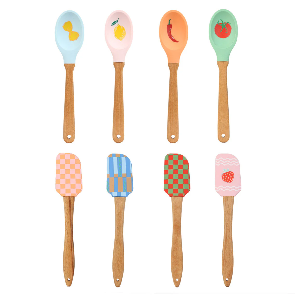 Talking Tables Spatula - Silikon Schaber - Geo Muster Rosa & Orange