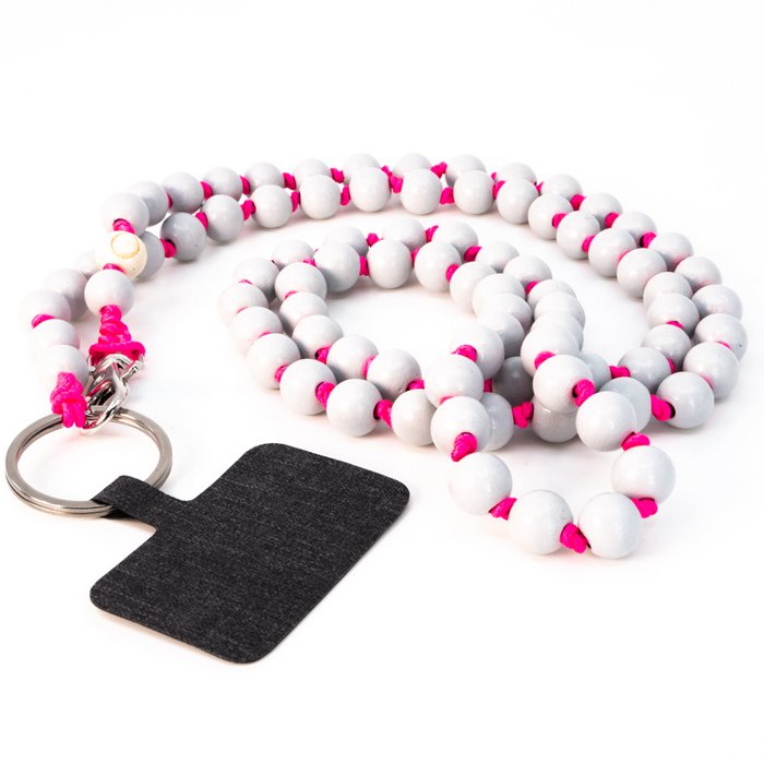 DropLetsy Holzperlen Handykette - Pink Shark