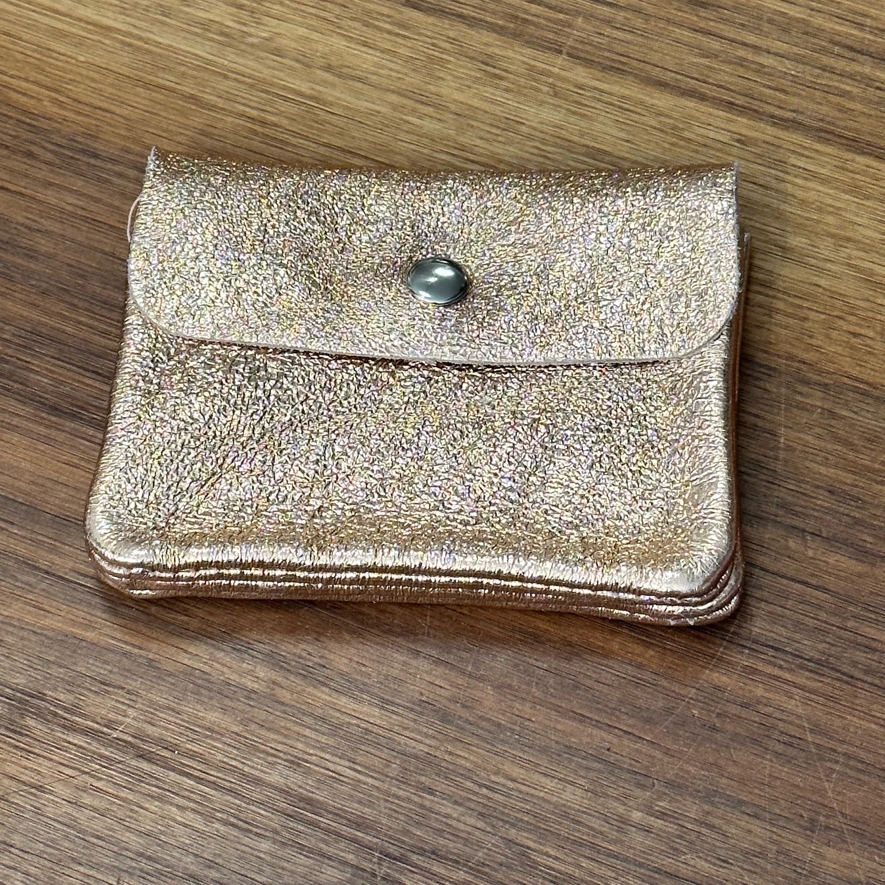 BFF Soft Leder Glitzer Geldbeutel in Roségold - Medium