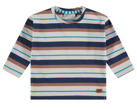 Babyface Langarm Shirt in Creme Blau & Braun Gestreift - SALE Babyface Langarm Shirt in Creme Blau & Braun Gestreift - SALE