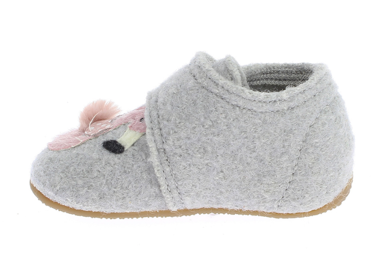 Living Kitzbühel Baby Ballerina Wollfilz Hausschuhe in Grau - Flamingo - SALE