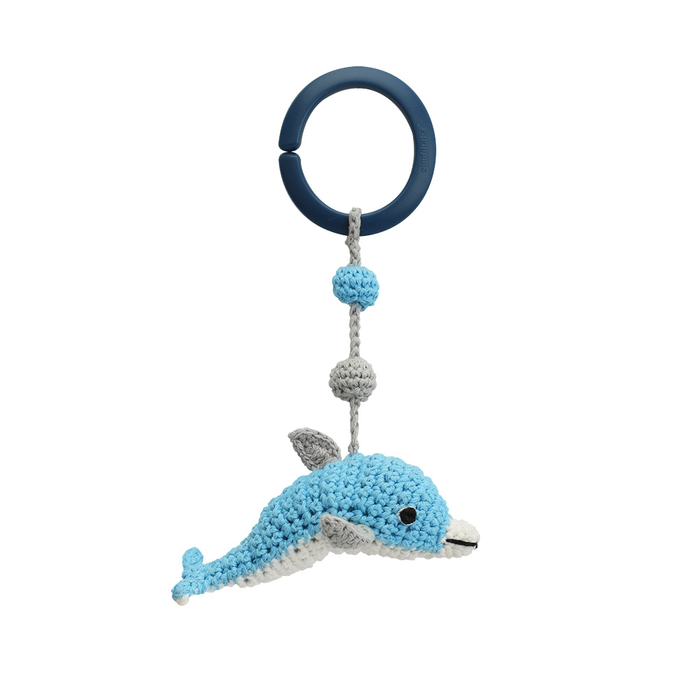 sindibaba-kinderwagen-clip-mit-dolphin-blue-white Sindibaba Bambus Anhänger Delfin in Blau
