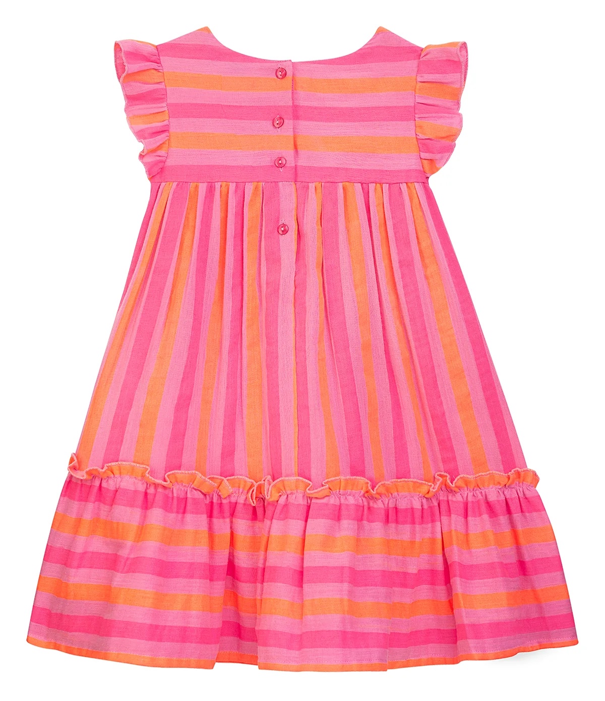 Danamade DJENNIE Gestreiftes Kleid in Pink & Orange mit Bommel