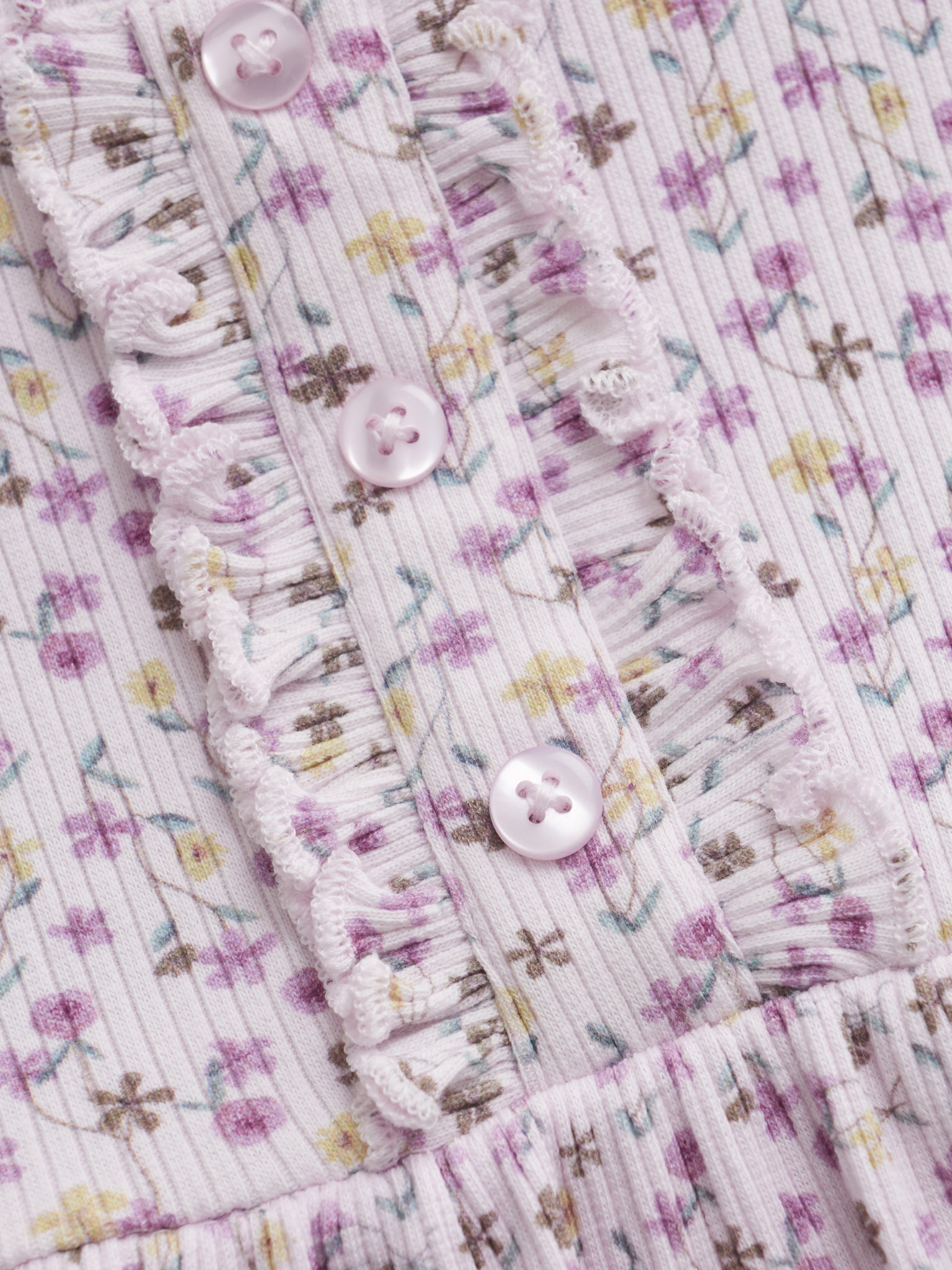 Minymo Baby Ripp Kleid mit integriertem Body - Allover Blumen in Rosa Minymo Baby Ripp Kleid mit integriertem Body - Allover Blumen in Rosa