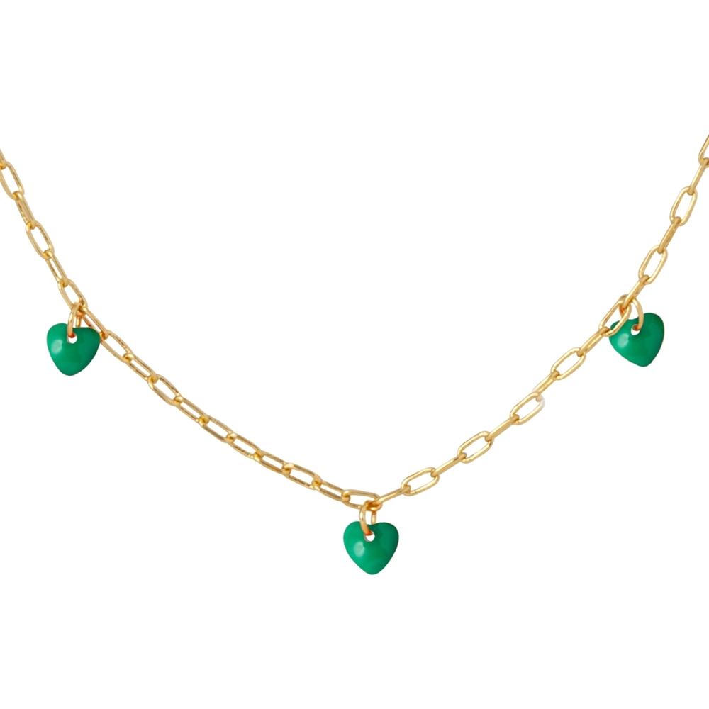 LuLu Love U Halskette 18 K Vergoldet mit Emaille Herzen in Grün