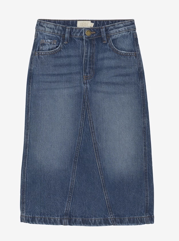 Creamie Langer Jeansrock in Denim Blau