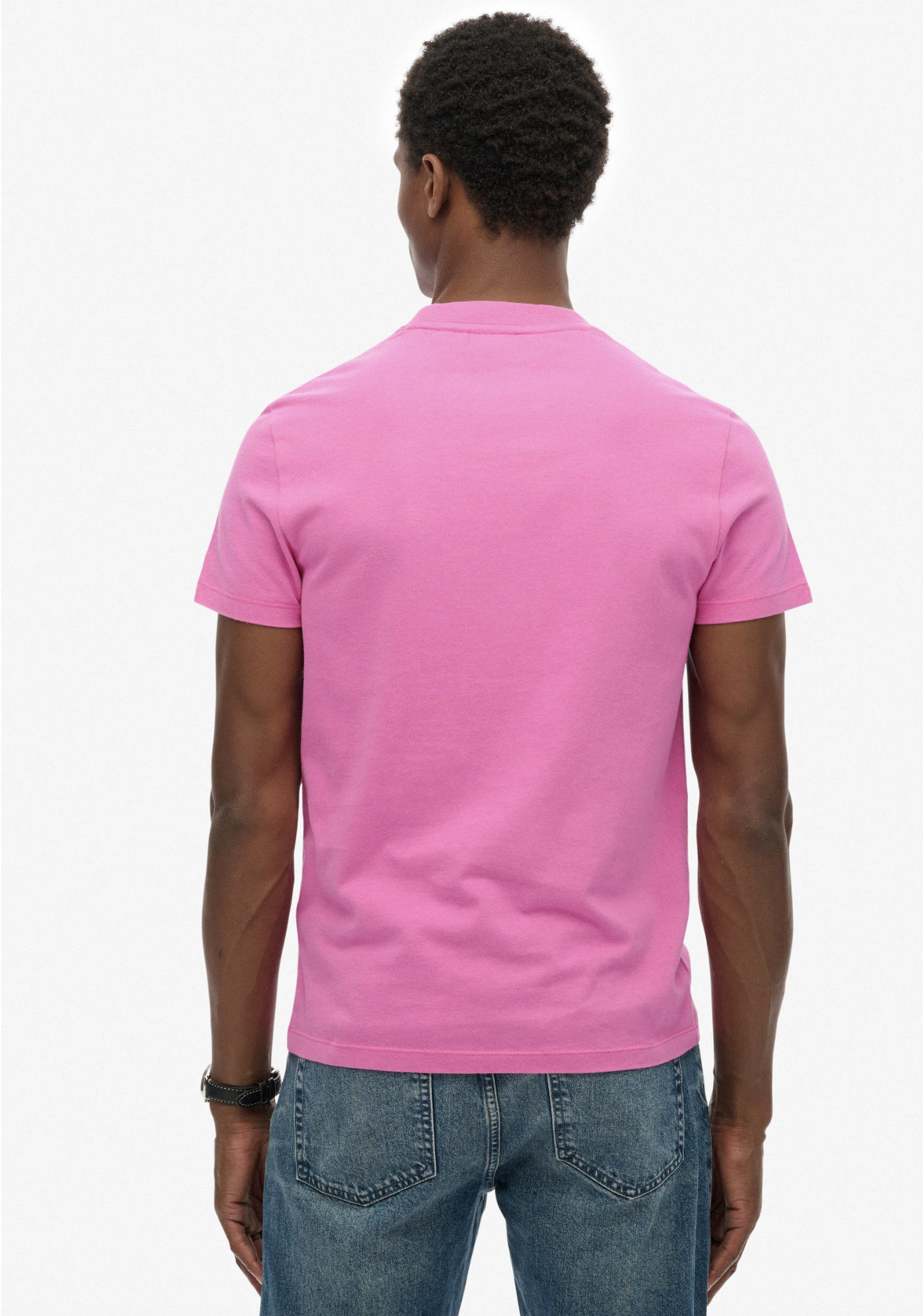 Superdry Herren T-Shirt Essential mit Logo - Flash Pink/Fluro Green Superdry Herren T-Shirt Essential mit Logo - Flash Pink/Fluro Green