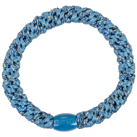 Kknekki-Dusty-blue-navy-glitter-stripe-25pcs-primary Kknekki Haargummi/Armband - Glitter Stripe - Blau