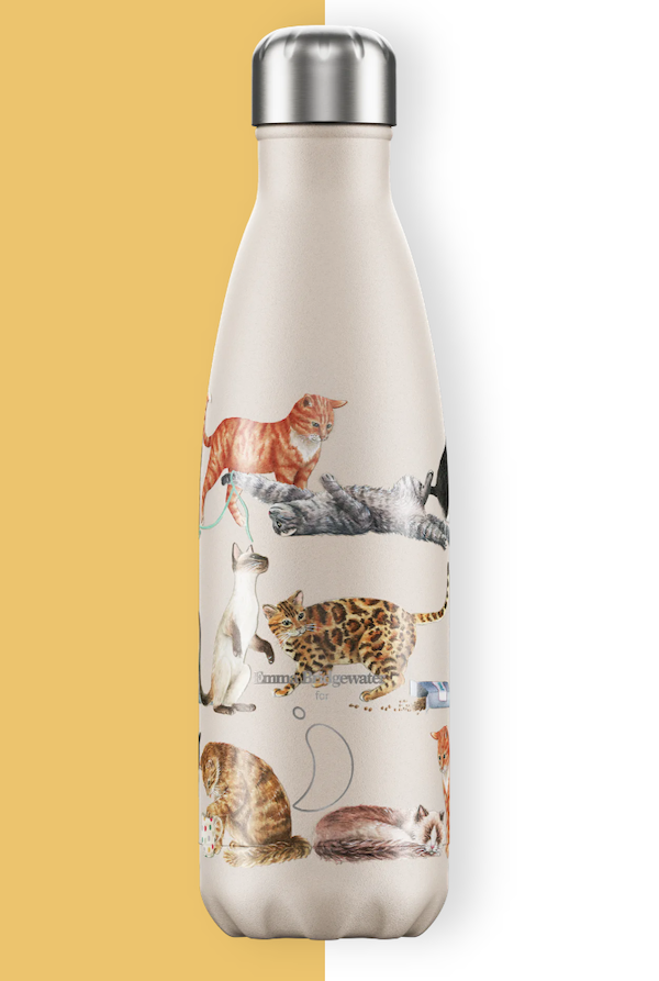 Chilly's Edelstahl Thermos Flasche - Emma Bridgewater Katzen - 500 ml