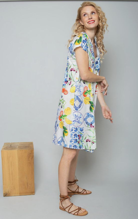 Emily van den Bergh Baumwolle Kleid Sommer Mediterraner Print