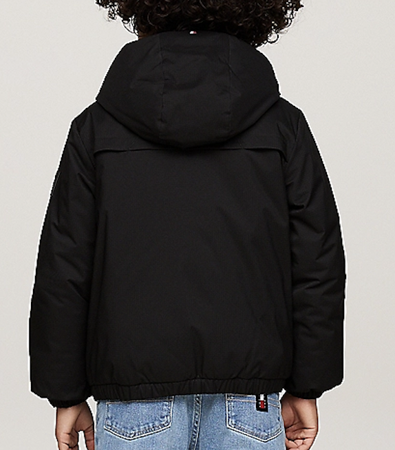 Tommy Hilfiger Leichtgewichtige Jungs Relaxed Fit Ripstop Jacke in Schwarz - SALE