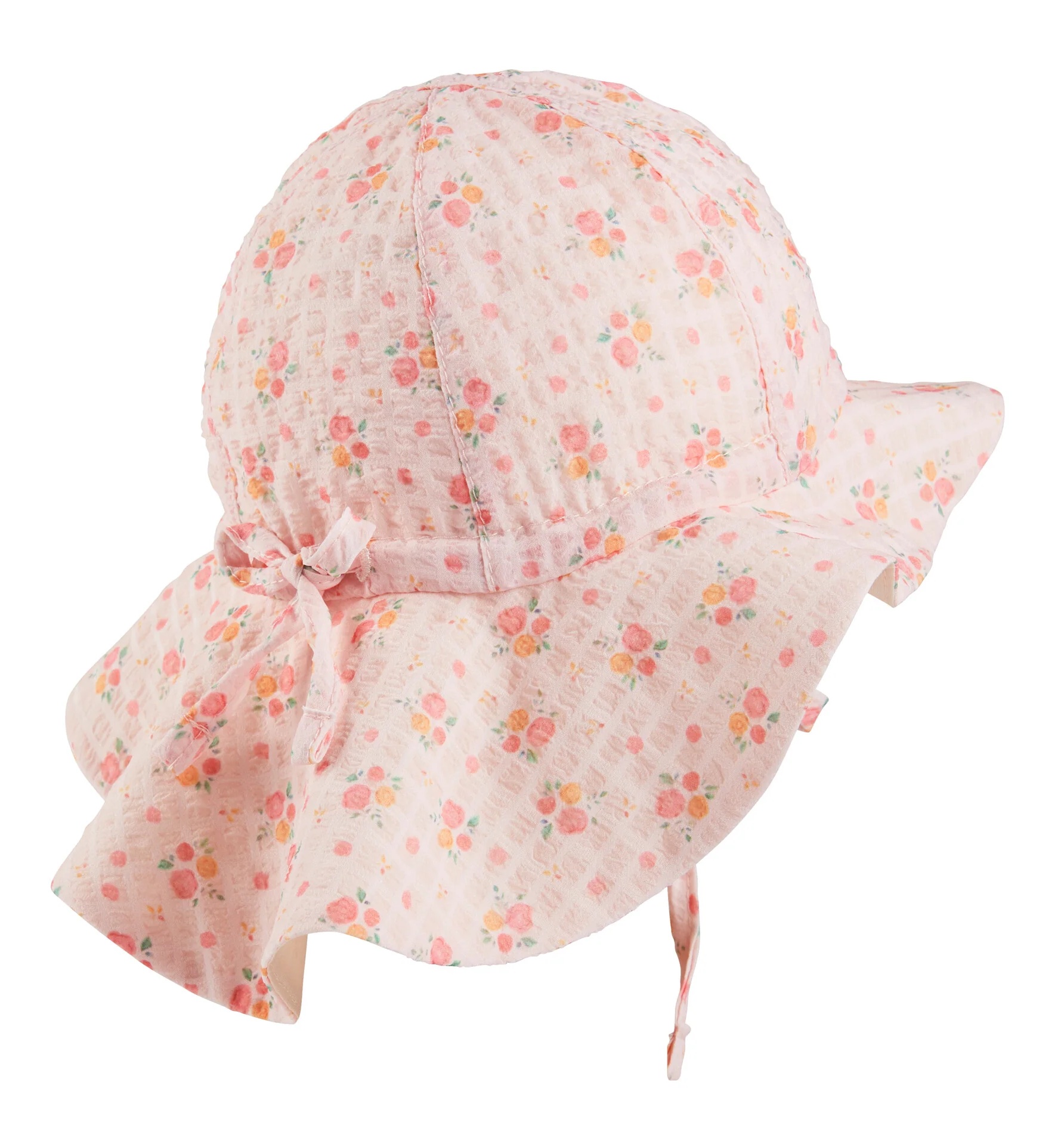 Sterntaler Sonnenhut UV Schutz mit Nackenschutz in Rosa mit Mini-Blumen