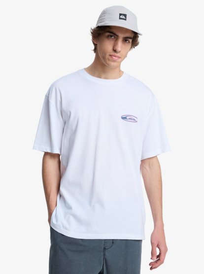 Quiksilver Quikglobe Kurzarm T-Shirt für Männer in Weiß mit Funky Blau & Pink Print 