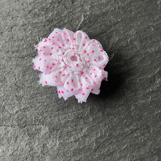 Wowzers Petit Shabby Chic Stoffblume Blüte - Pink Dots - 3 Blumen 