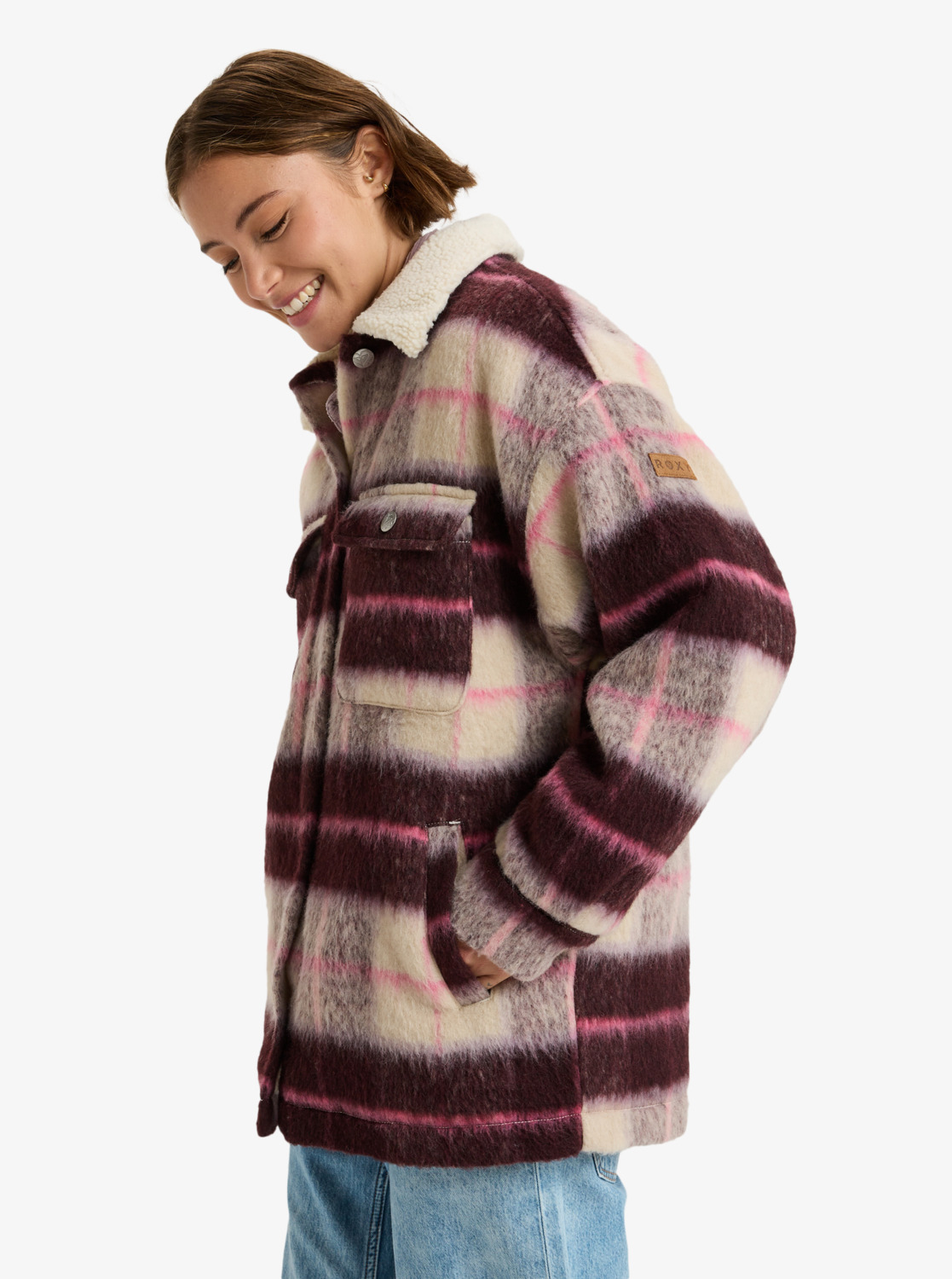 Roxy Passage Of Time - Karo Kuschel Jacke mit Wolle für Damen - SALE
