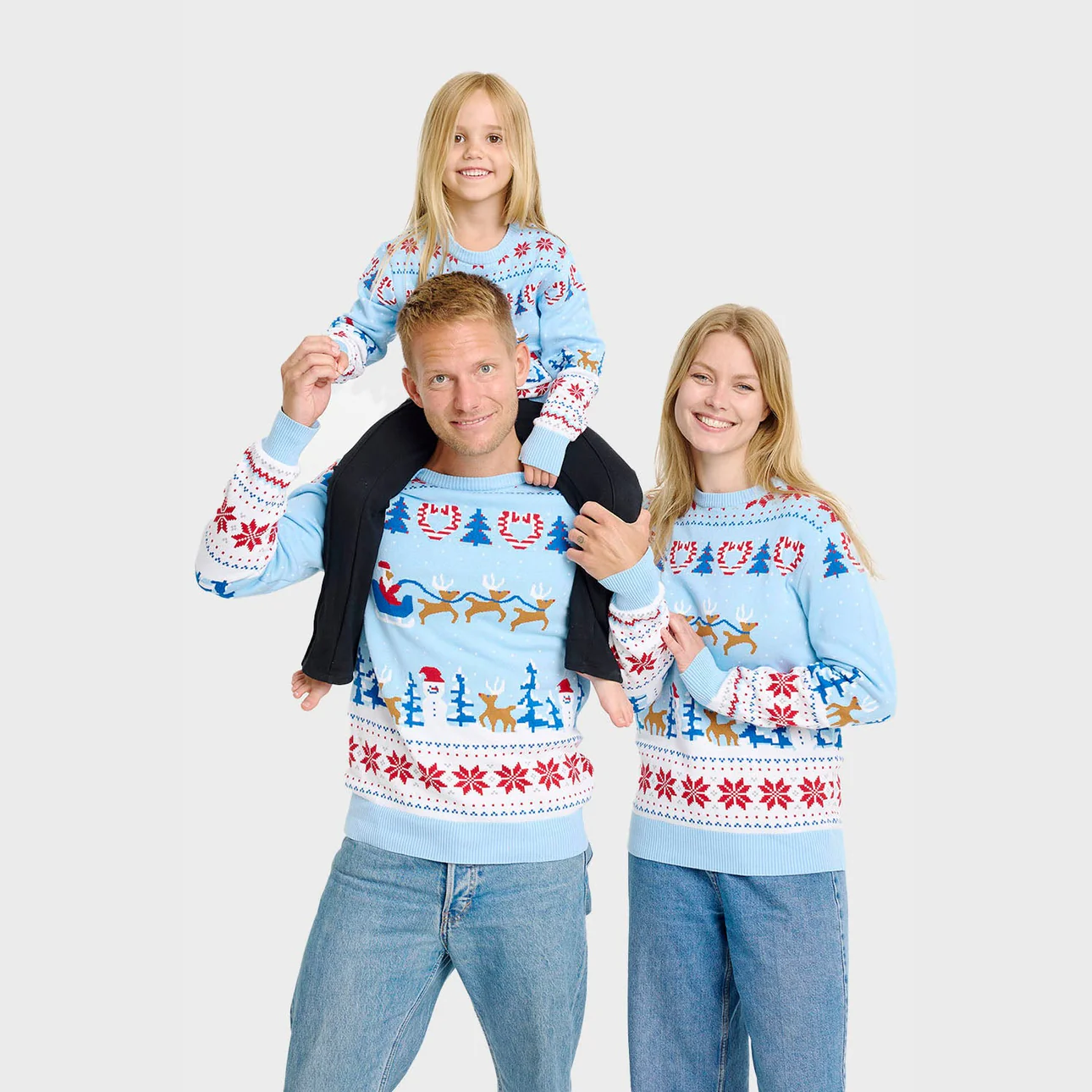 Christmas Sweater Weihnachtswunderland-Weihnachtspullover in Hellblau - Kinder