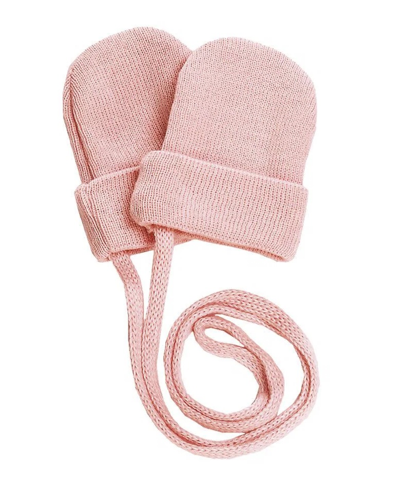 maximo Baby-Fäustlinge aus Baumwollstrick ohne Daumen in Softrose – Made in Germany 