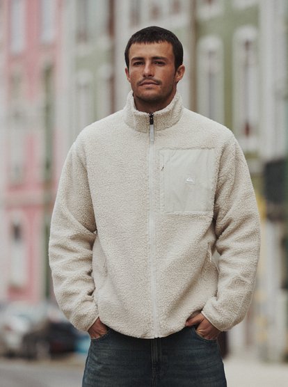 Quiksiilver Urban Storm Reversible Sherpa Teddy Fleecejacke & Windbreaker zum Wenden in Creme 