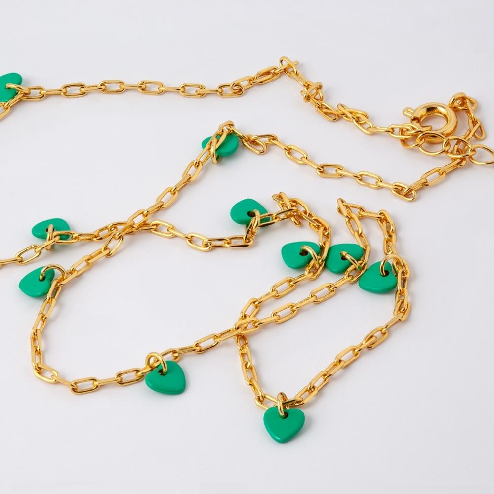 LOVE_U_NECKLACE_-_VERGOLDET_-_EMAILLE-Necklaces-LULU1302-Hellgrun-2_1000x LuLu Love U Halskette 18 K Vergoldet mit Emaille Herzen in Grün