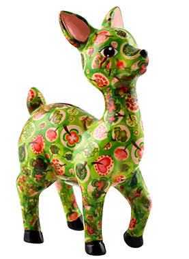 Pomme pidou Spardose Bambi Lilou - Medium in Grün mit Herzen & Klee