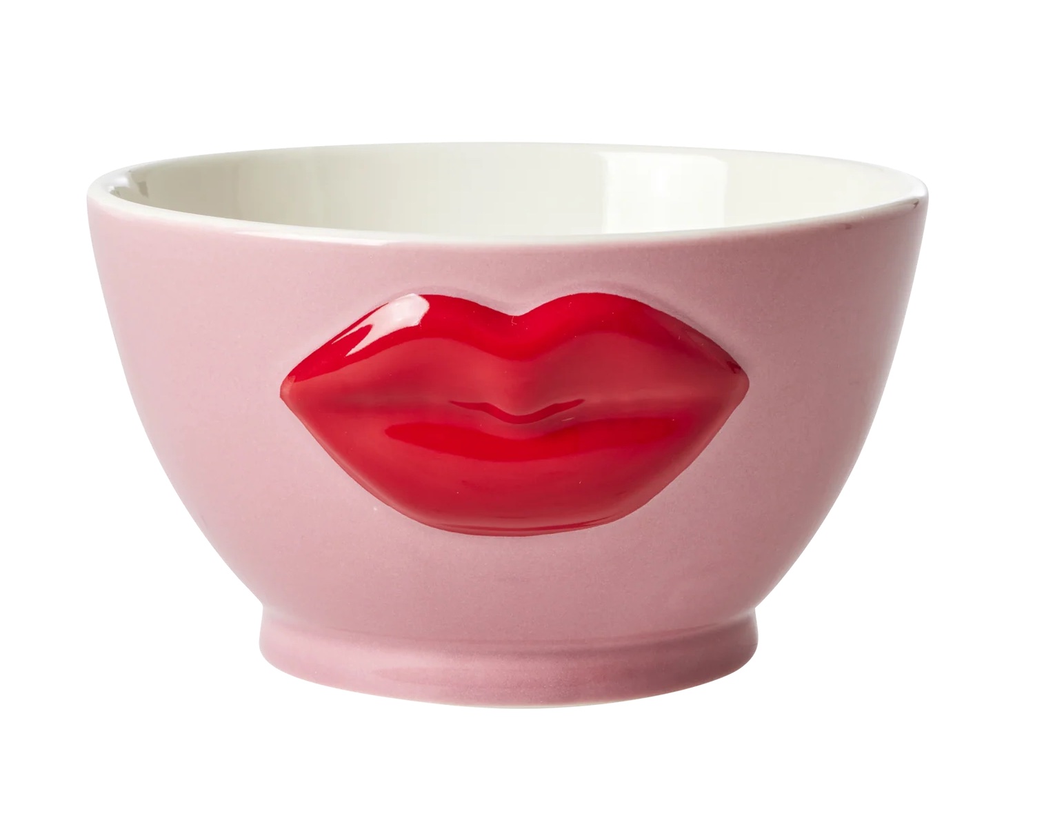 RICE Keramik Schüssel in Pink mit Kussmund Lippen