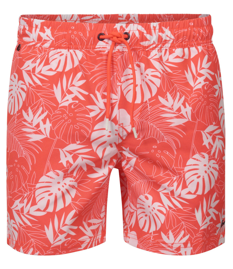 M-1030-SWS963_3099_F Petrol Industries Herren Badehose in Orange mit Botanik-Muster