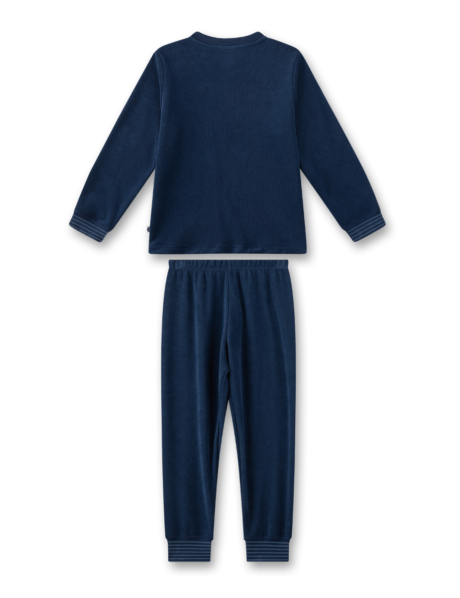 Sanetta Jungs Pyjama/Schlafanzug Frottee - Blau mit Fahrzeugen