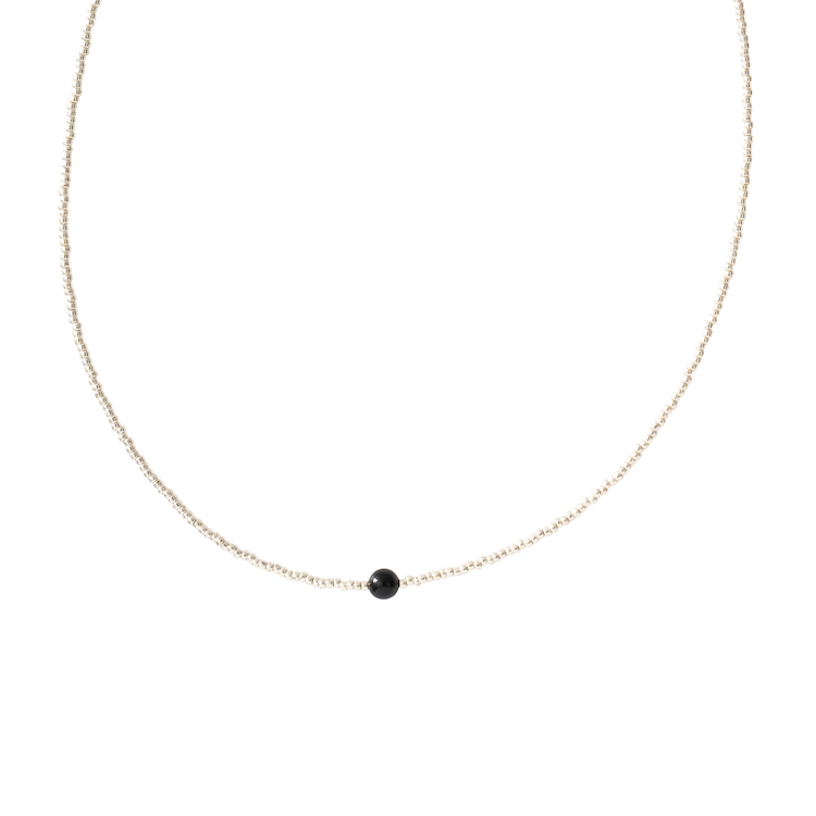 BL24980_1 A Beautiful Story Flora Silber Onyx delikate Halskette