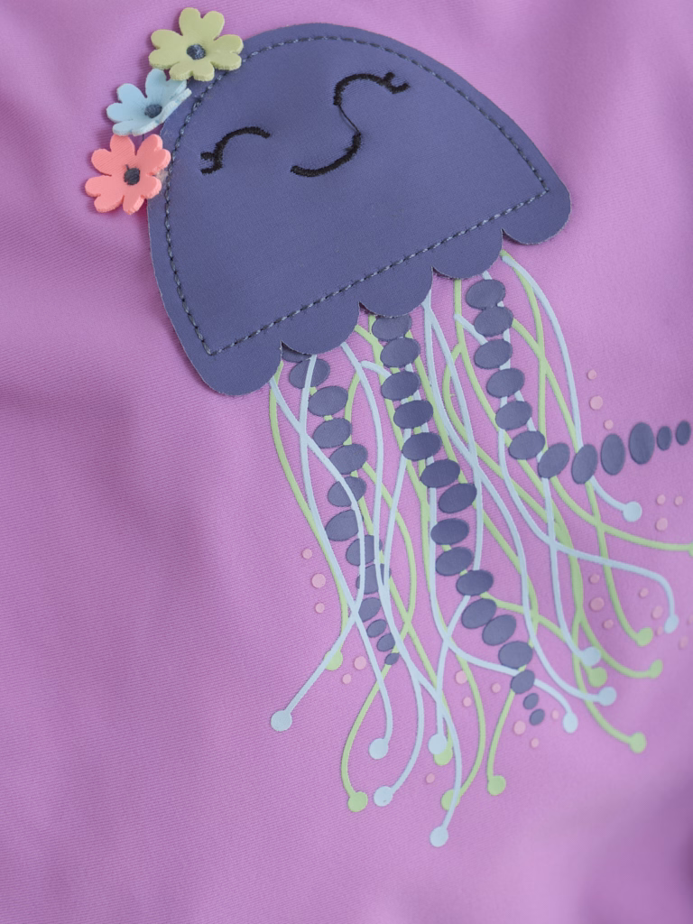 Color Kids Badeanzug mit Applikationen in Iris Orchid mit Rüschen - Happy Qualle Color Kids Badeanzug mit Applikationen in Iris Orchid mit Rüschen - Happy Qualle
