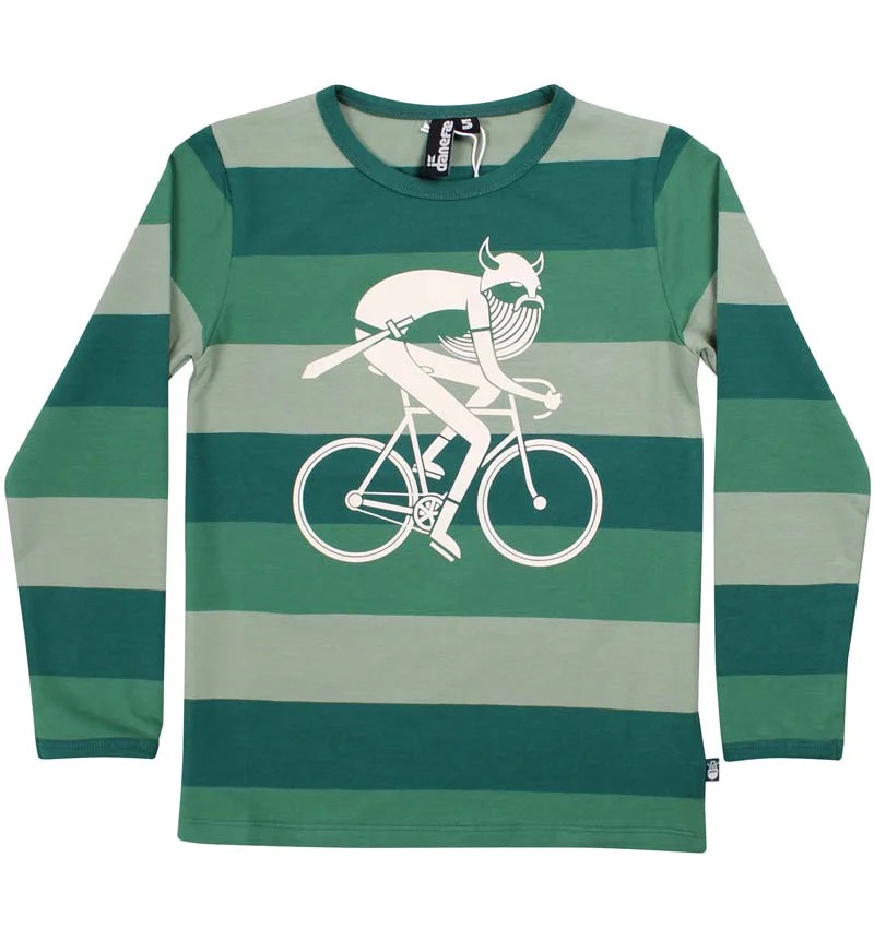 danefae Danenorthpole Langarmshirt Biking Viking - Vikinger am Fahrrad Grün Gestreift - SALE danefae Danenorthpole Langarmshirt Biking Viking - Vikinger am Fahrrad Grün Gestreift - SALE