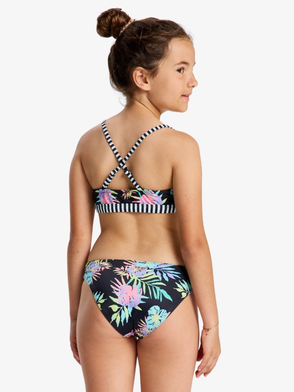 Roxy Active - Zweiteiliges Triangel-Bikini-Set für Mädchen in Schwarz mit Tropischen Blumen