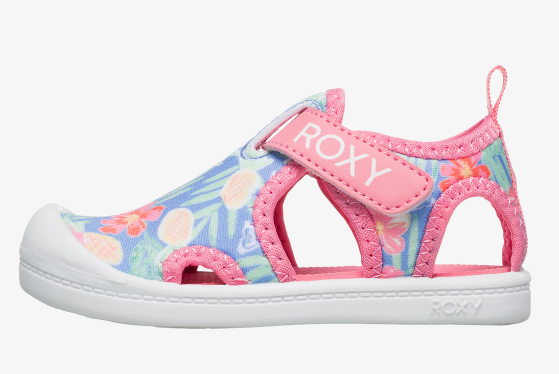 Roxy Girls Grom - Slip-on-Badeschuhe Blue Mist Blau mit Blumen Roxy Girls Grom - Slip-on-Badeschuhe Blue Mist Blau mit Blumen