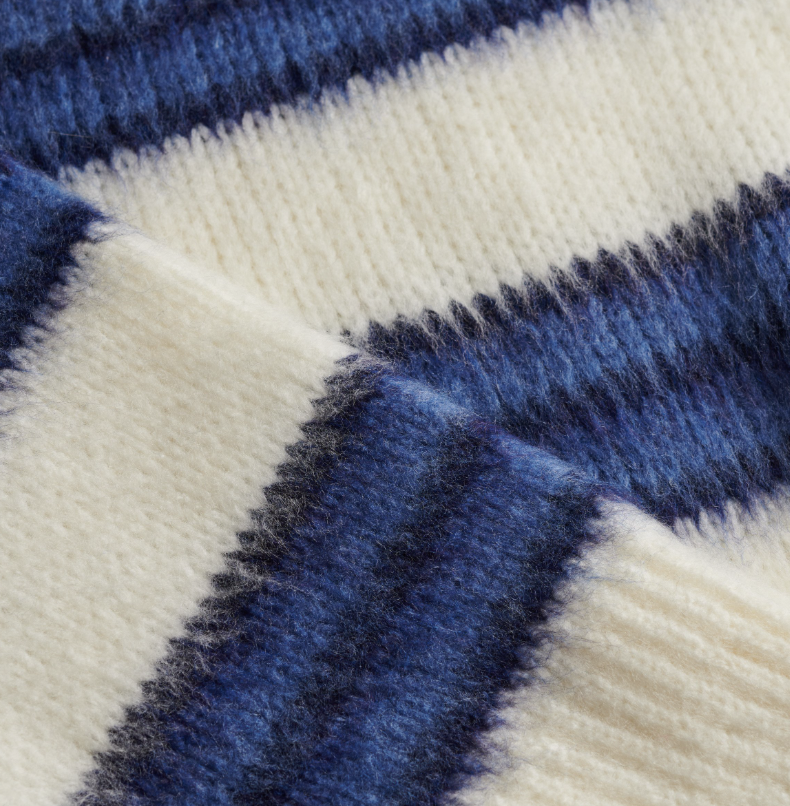 Superdry Damen Strickpullover gestreift mit lockerer Passform - Bleached Denim Blue Stripe