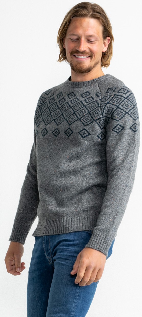Petrol Industries Strickpullover in Grau mit Schwarzem Muster