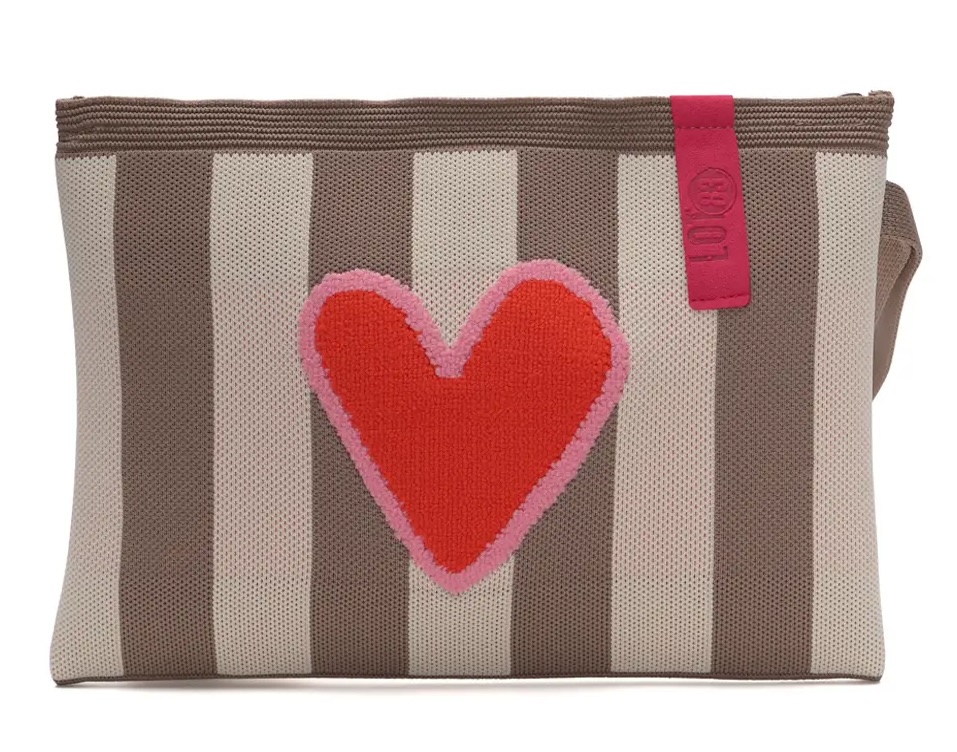 LOT83 Rebel Billie Tasche Kosmetiktasche Beige Creme Gestreift - Herz LOT83 Rebel Billie Tasche Kosmetiktasche Beige Creme Gestreift - Herz
