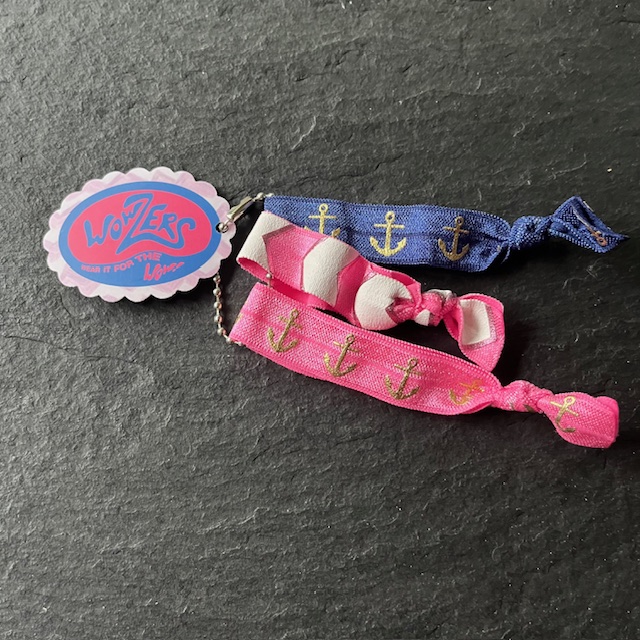 Wowzers Hair Ties Set von 3 Armbänder / Haargummis - Navy & Pink Anker