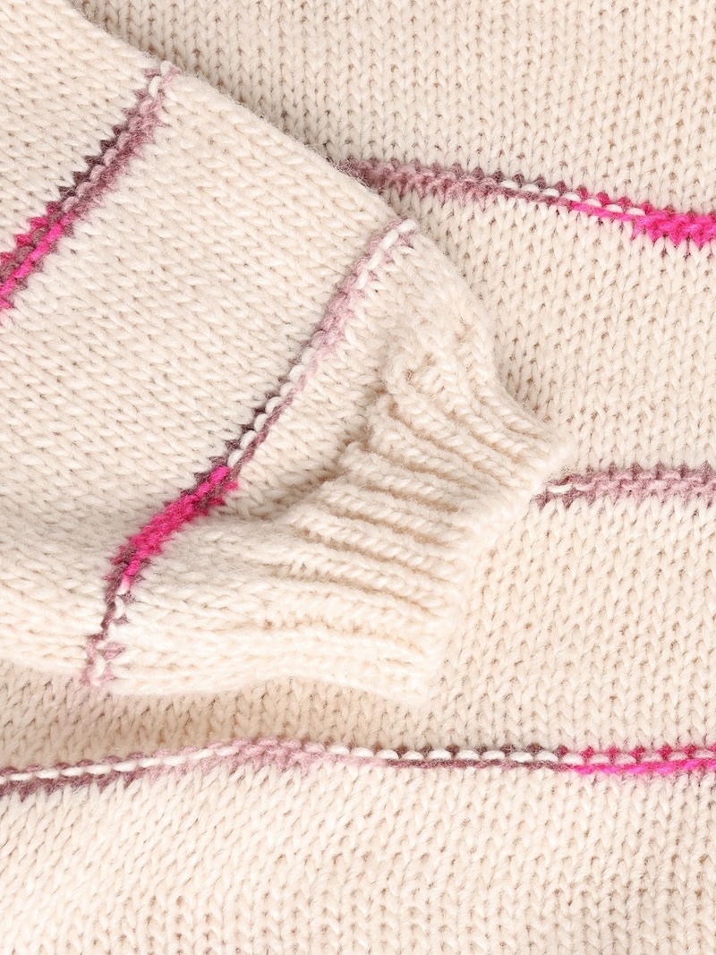 Minymo Strickpulli in Creme mit Pink Streifenmuster