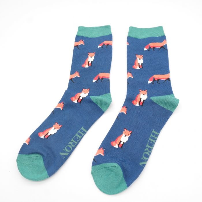 Mr Heron Bambus Socken - Navy Foxes - Fuchs Marineblau